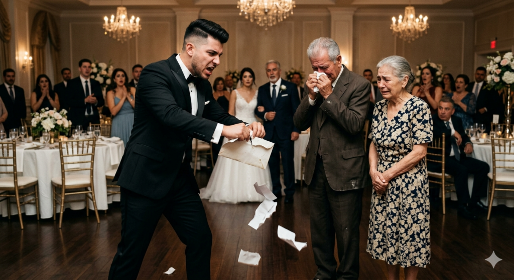 El Secreto del Empresario Millonario: El Testamento que Destruyó la Boda de su Hijo por Humillar a sus Padres Humildes 1 ¡Bienvenidos a todos nuestros lectores de Facebook! Si te quedaste con el corazón en la mano viendo cómo Cristian pisoteaba el esfuerzo de sus padres en el día de su boda, has llegado al lugar correcto. Prepárate, porque lo que sucedió inmediatamente después de que el sobre cayera roto al suelo no solo cambió el destino de esa lujosa celebración, sino que reescribió el futuro de una fortuna millonaria que nadie esperaba. 1000256527
